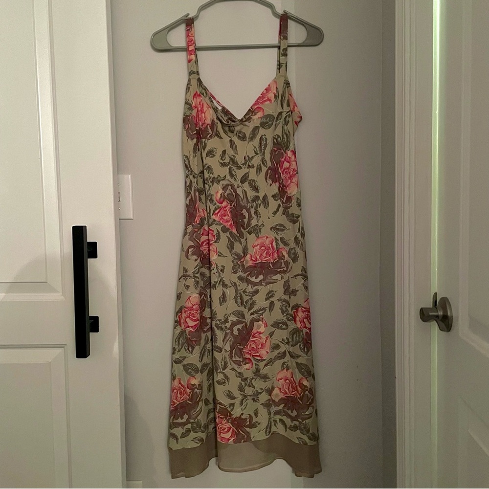 Floral Taupe Slip Dress Barney’s New York Co-op Size 2